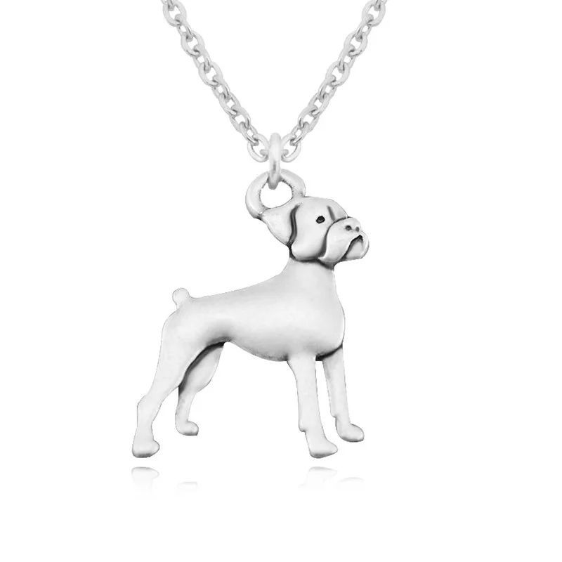 

Vintage Silver Stainless Steel Long Chains Boxer Pendant Kolye Anime Dog Charms Necklace For Women Men Jewelry Girls Gift 2018