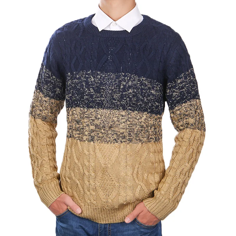 Для мужчин новый свитер изделие вязаный свитер Модные свободные шеи Для мужчин; Длинные рукава трикотажные Для мужчин свитер