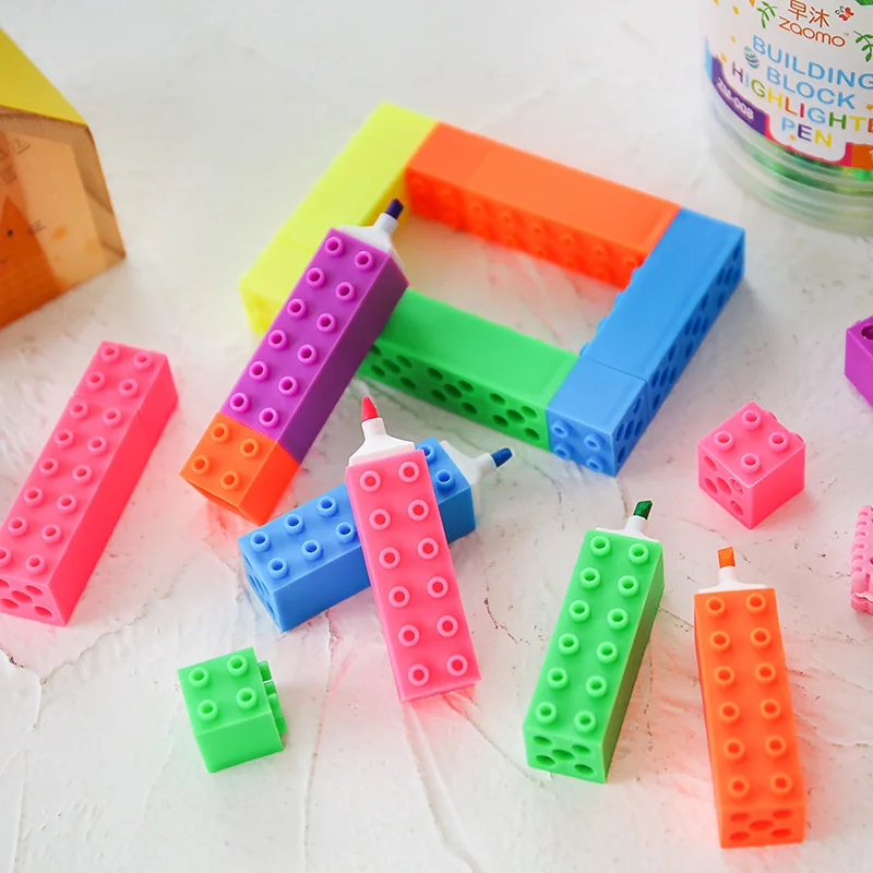 12pcs-lot-Lego-toy-Shaped-Candy-Color-Highlighter-Pens-marker-pens-writing-drawing-pens-Marker-Pen