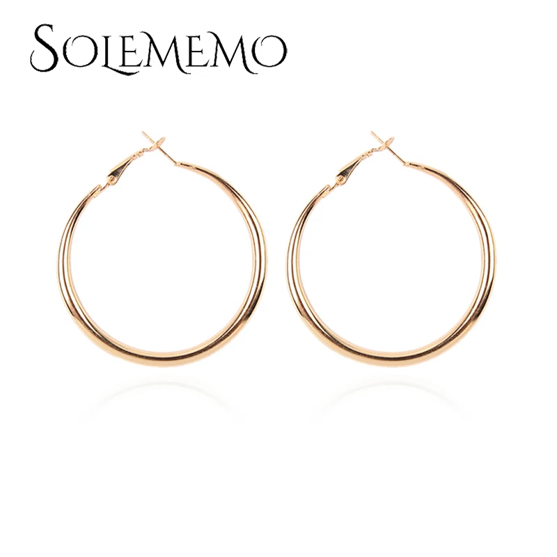 Женские серьги кольца Solememo большие круглые золотого цвета в стиле панк