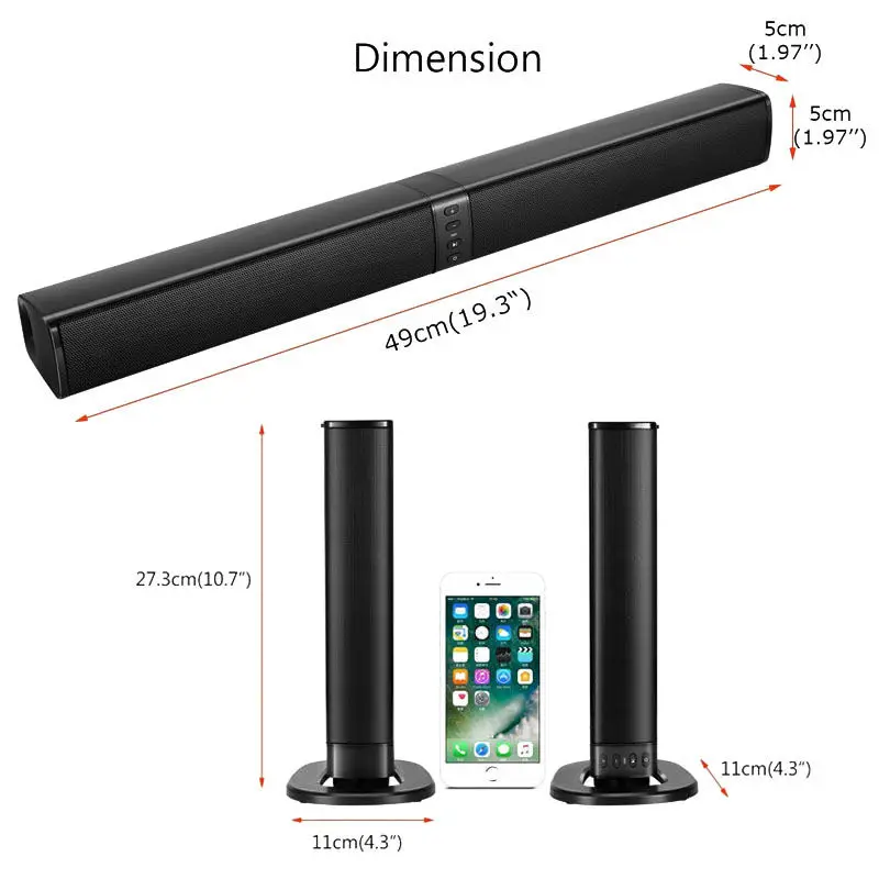 Home Theater 20W Bluetooth Soundbar Tv Aux Optic Bluetooth Soundbar Speakers Column Soundbar With Subwoofer Speaker For Tv