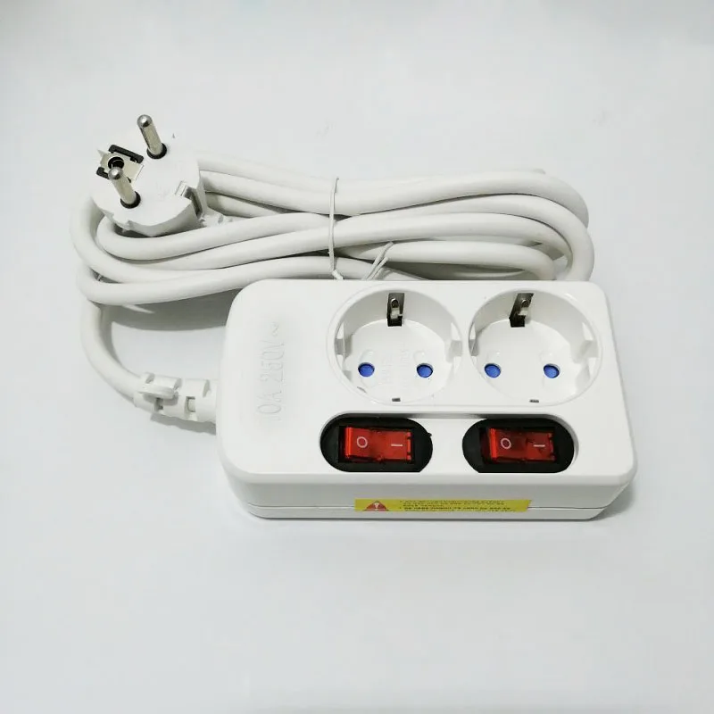 Цена ЕС Plug 2 отверстия 10A ЕС FC Электрический удлинитель Surge защиты 4,8 мм Корея Европейский Евро адаптер Мощность Полосы 4,8 мощность Plug