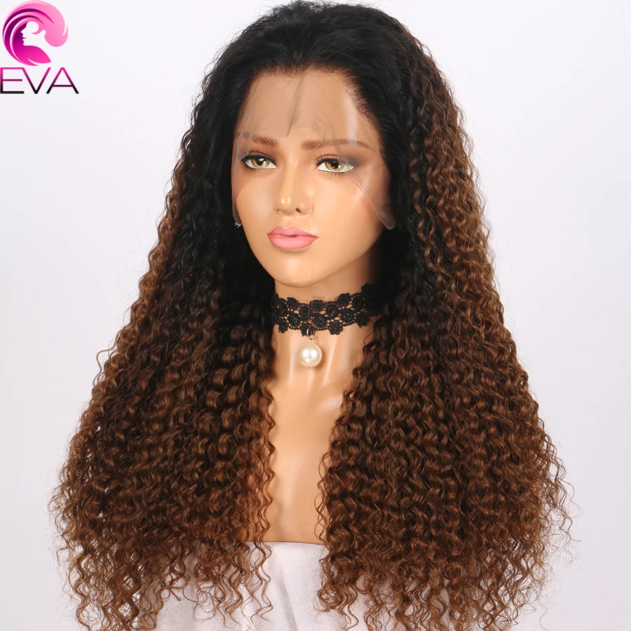 ЕВА вьющиеся волосы Синтетические волосы на кружеве человеческих волос парики 150% плотность бразильские виргинские волосы предварительно вырезанные с детскими волосами 13x6 глубокий часть синтетические волосы парики шнурка
