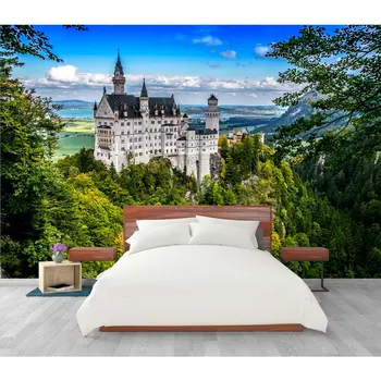 

Landscape Wall Papers European Castle Forest Photo Wallpaper Mural 3D Home Decor Papier Peint Self Adhesive Vinyl/Silk Wallpaper
