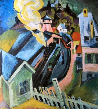 

Modern handmade painting mountain village on oil canvas for home decor and wallpaper, gallery