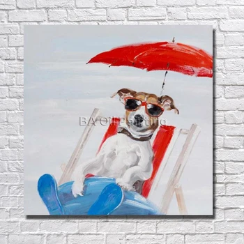 

Big Size Handpainted Cheap Oil Painting Abstract Modern Dog Picture On Canvas 1peice Painting Home Decor For Living Room