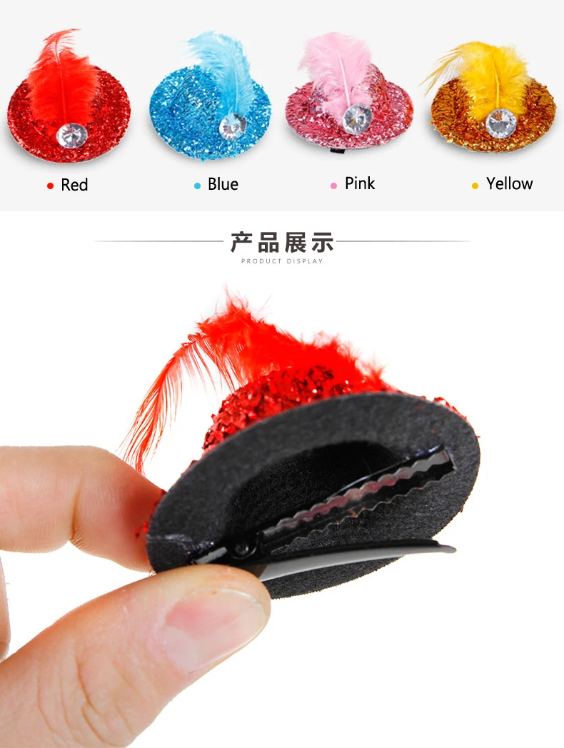 Pet Dog Cat Cap Hairpin Imitation Diamond Birthday Party Headwear Accessories BlingBling Pet Hat For Kittens Poodle Grooming (2)