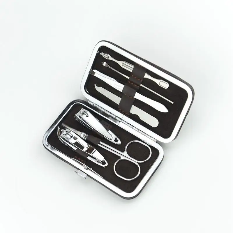 

ZK90 Fashion Case +1 set 7pcs Nail Manicure Set Tools Clipper Kit Nail Care Set Pedicure Scissor Tweezer Knife Ear pick Utility