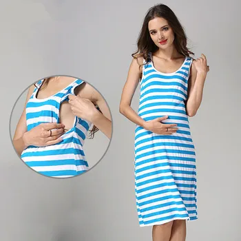 

White Blue Stripe Maternity Dress Spring Summer Autumn Dresses for Pregnant Women Stripe Maternity Clothing Pregnancy Clothes