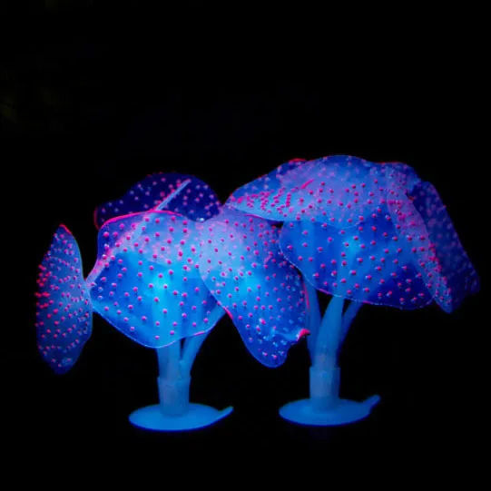 Флуоресцентные силиконовые искусственные аквариумные рыбки Коралл растение орнамент Домашние животные подводный декор с сильной присоской