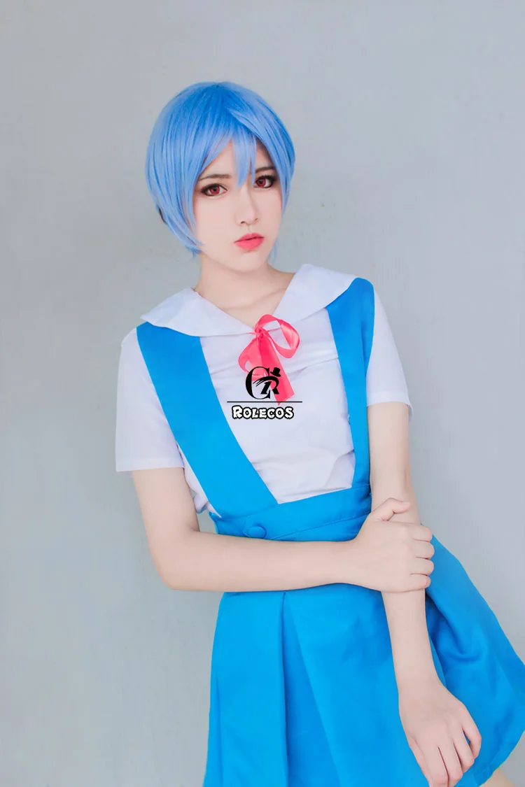 ROLECOS японского аниме Neon Genesis Evangelion косплей Ayanami Rei Косплей 33 см/13 дюймов короткий синий EVA косплей синтетические волосы