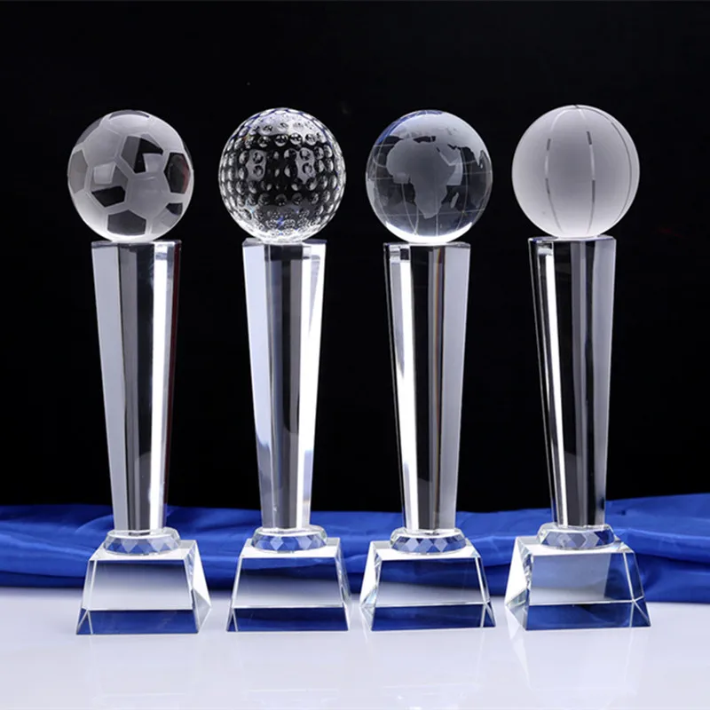 Ball Matches Champion Cups Personalized Crystal Trophy 