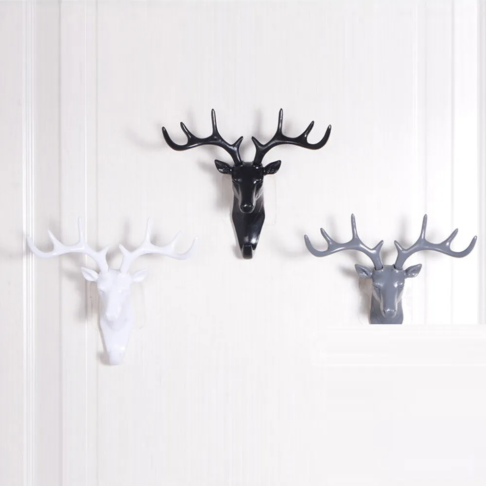 Deer-Head-Animal-Self-Adhesive-Clothing-Display-Racks-Hook-Coat-Hanger-Cap-Room-Decor-Show-Wall