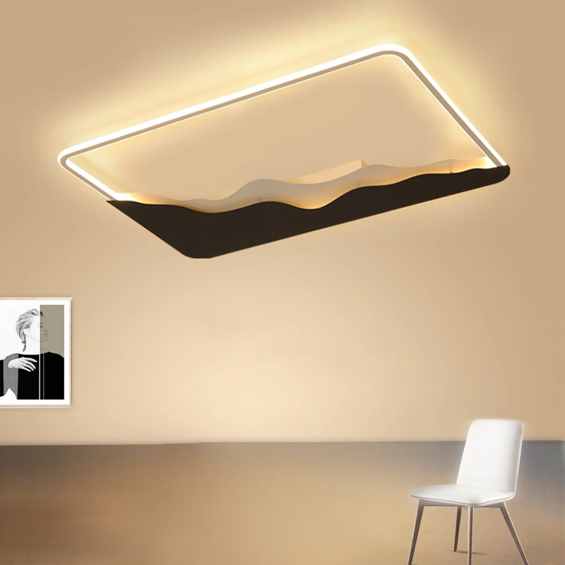 

New Modern LED Chandelier Black and White Ceiling Chandelier Lighting Living Room lustre luminaria kroonluchter Free shipping