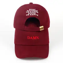 2017 ne'w vino rojo kendrick lamar gorra DAMN bordado Maldita sea no estructurados sombrero de hueso para papá los hombres y las mujeres el rapero gorra de béisbol