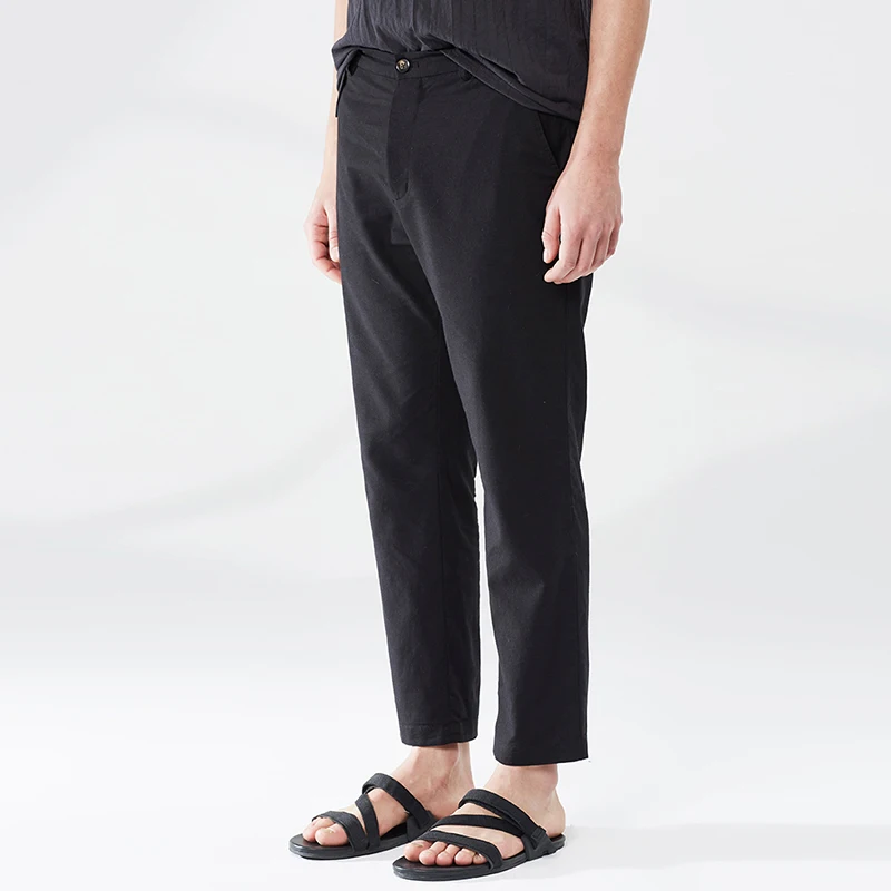 MARKLESS мужские льняные легкий Повседневное солнцезащитные штаны одноцветное прямой крой Dupont тканевый модные штаны CLA9805M