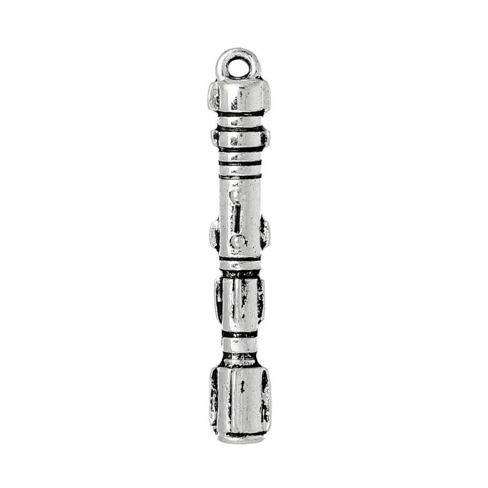 

DoreenBeads Charm Pendants Sonic Screwdriver antique silver color 3.9cm x 6.0mm, 30 PCs
