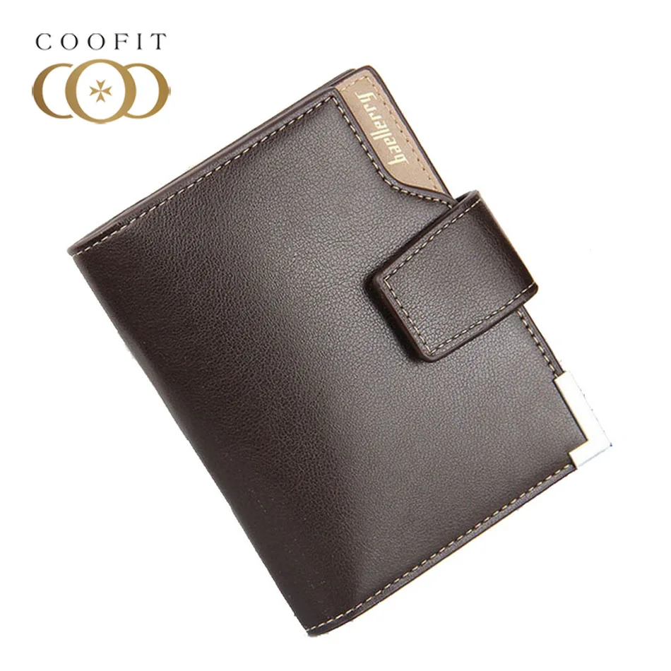 

Coofit Men Casual Trifold Wallet With Card Slot Photo Window Male PU Leather Card ID Holder Metal Corner Design For Men Baellery