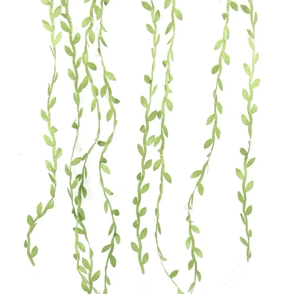 

20 yards Green Leaves Decorated Rope DIY Hang Tag Cords Wedding Party Home Fabric Woven Decorative Gift Packing String