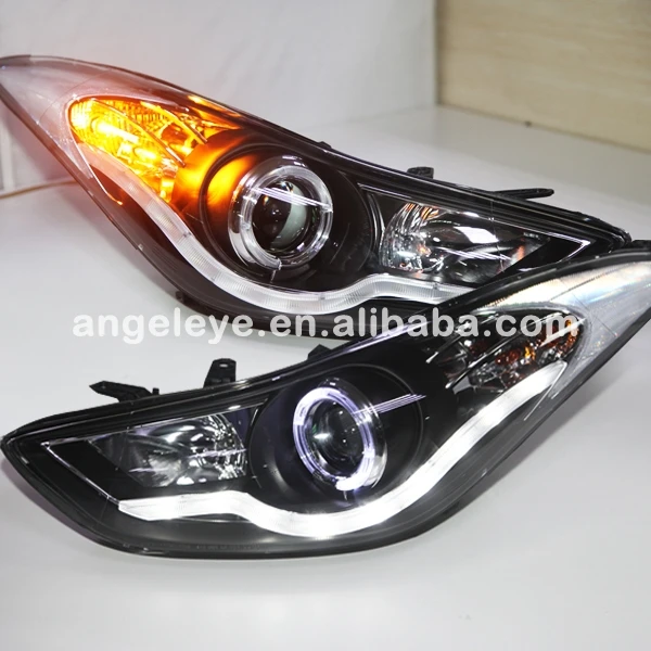 

For HYUNDAI Avante i35 Elantra Angel Eyes LED Head Lights Bi Xenon projector Lens 2011-2014 year LD V1