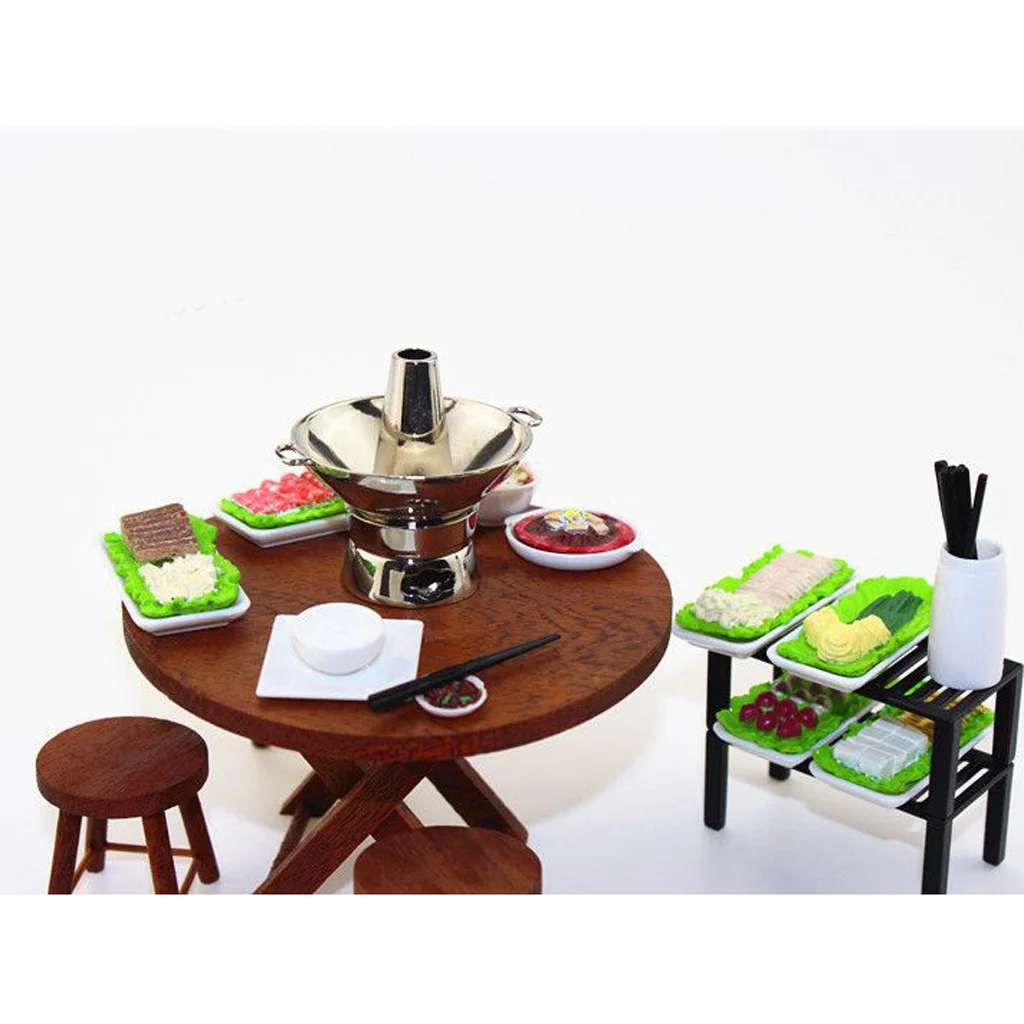 1/12 Dollhouse Miniature Cookware Tableware Vintage Hot Pot Chafing