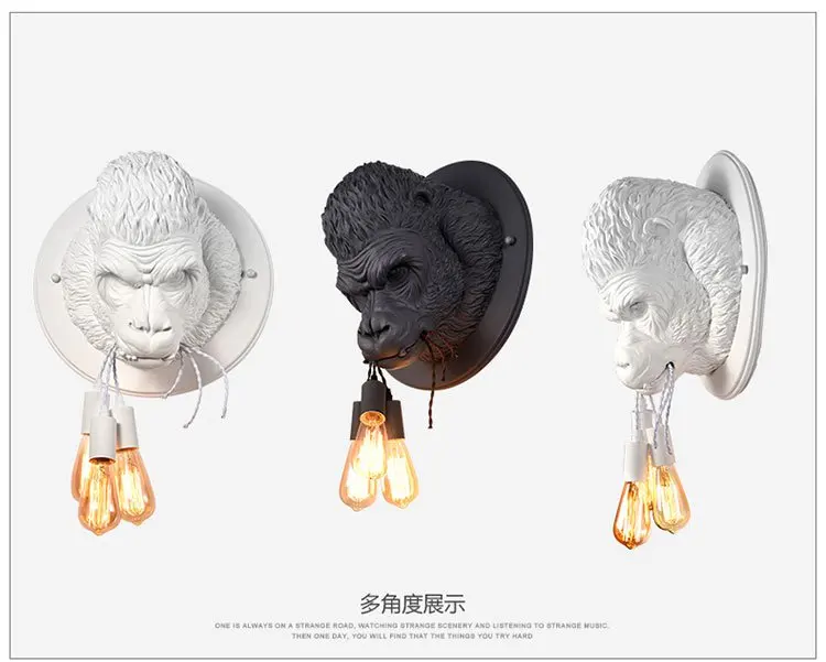 Lâmpada de Parede Luminárias de Cabeceira Home da Parede Nordic Resina Gorilla Retro Moderna Arandela Levou Casa Loft Luminária Quarto Decoração 7 de Cabeceira Quarto Decoração Home Da Parede