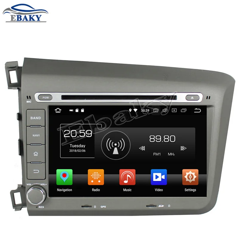 Top NaviTopia 8inch 4GB RAM 64GB ROM Octa Core Android 9.0 Car DVD Radio for Honda Civic 2012 with GPS navigation/wifi/bluetooth 9