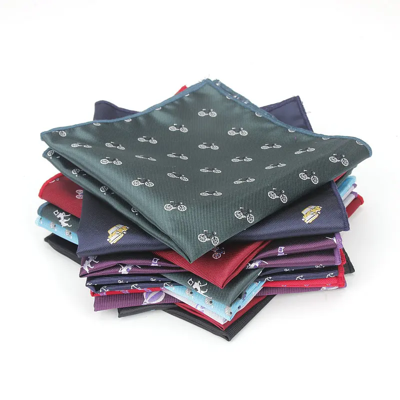 

2018 Brand New Men's Polyester Fashion Handkerchief Animals Bike Pocket Square For Man Wedding Chest Towel Suits Hankies 30*30cm