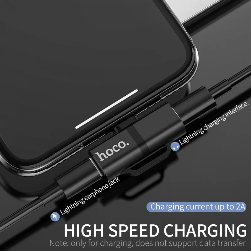 HOCO аудио адаптер для iphone X 7 8 плюс 2 в 1 зарядный кабель двойной молнии сплиттер Apple