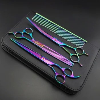 

8 inch Professional Pet Grooming Scissors set,Straight & Thinning & Curved scissors set with Comb,Dog grooming,D563