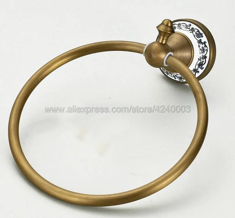 Antique Brass Wall Mounted Round Bathroom Towel Ring Towel Rack Holder Kba401
