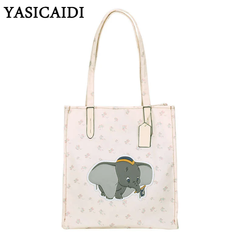 YASICAIDI الأزياء زهرة الكرتون الطباعة الفتيات يد الصيف قماش الفيل ديكور النساء حقيبة كتف عارضة حمل حقيبة تسوق YASICAIDI الأزياء زهرة الكرتون الطباعة الفتيات يد الصيف قماش الفيل ديكور النساء حقيبة كتف عارضة حمل حقيبة تسوق