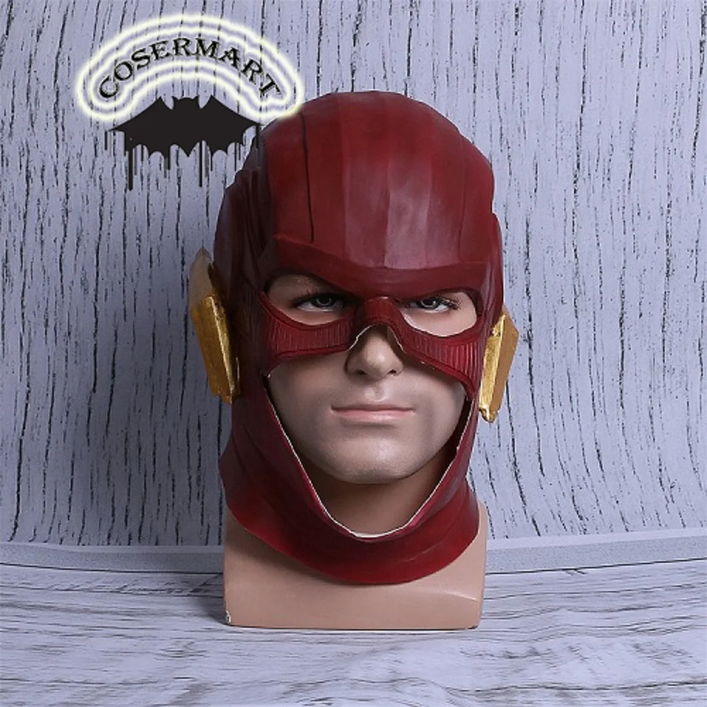2017 Movie Justice League Mask The Flash Red Mask Latex Cosplay Costume Adult Halloween Helmet Flash Accessories Handmade New (2)6