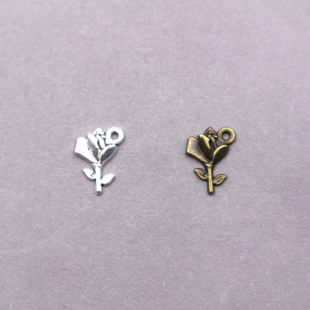 

36PCS Hot sell alloy charms Rose charms Flower Pendant for DIY Jewelry Making 15*11*2mm