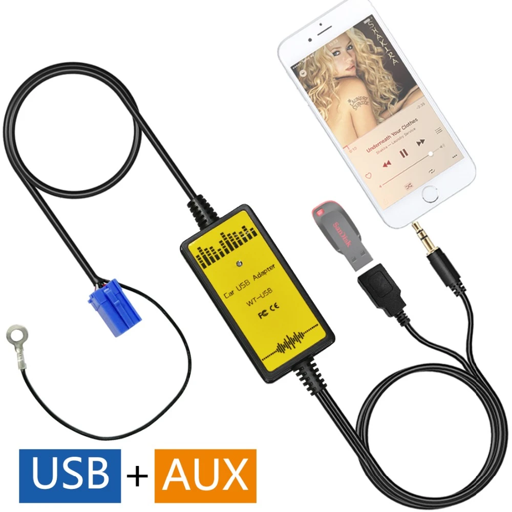 Adaptador USB AUX Audio Mp3 para coche, adaptador cambiador de CD para Volkswagen Polo 1999 2004, T5 1999 1998 2001|mp3 adapter|audio mp3cd adapter - AliExpress