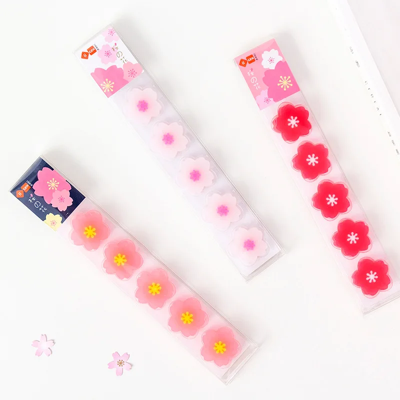 

5 pcs/pack Cherry Sakura Study Eraser Rubber Eraser Primary Student Prizes Promotional Gift Stationery