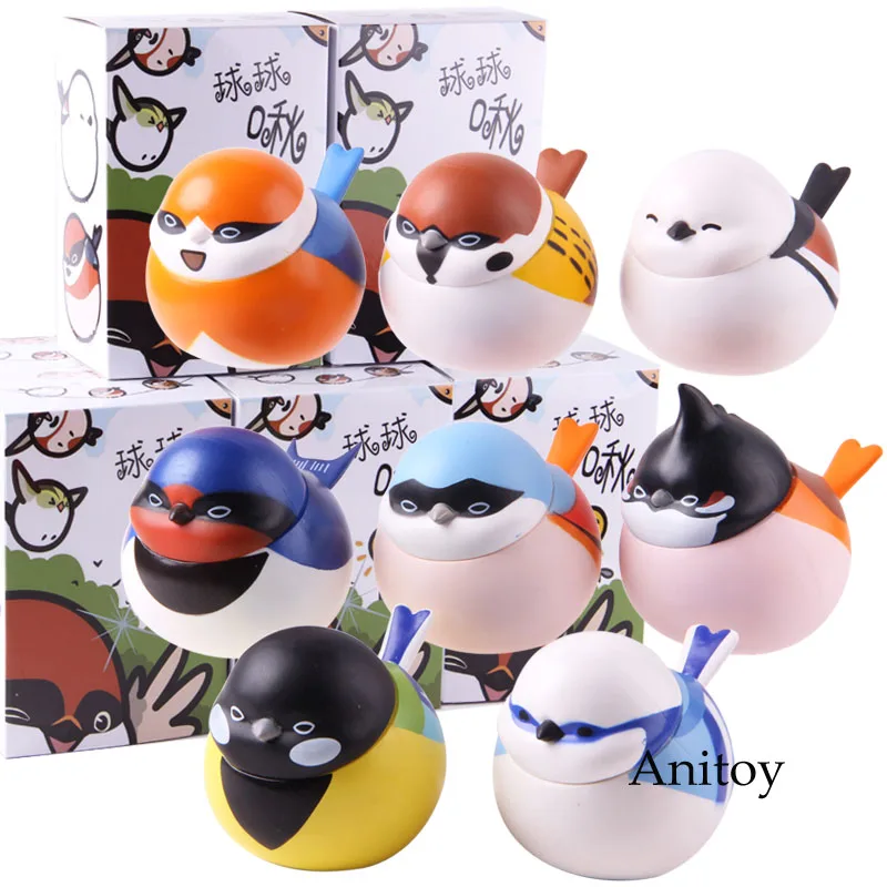 

New Trend Endangered Species Tit Bird Montanus Swallow Cute Animals Bird Doll PVC Figures Collectible Model Toy 8pcs/set