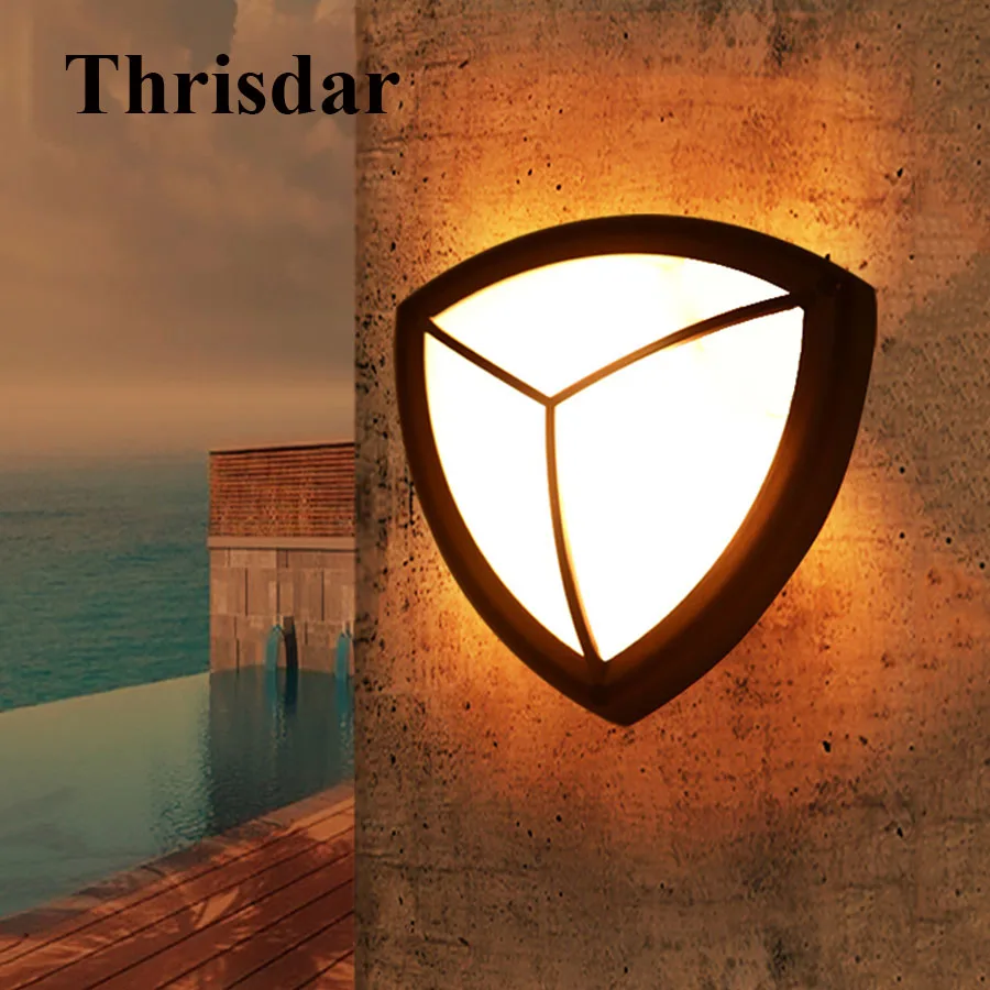 

Thrisdar 15W America Shield Outdoor LED Wall Light Nordic Waterproof Wall Porch Light Villa Garden Balcony Corridor Wall Light