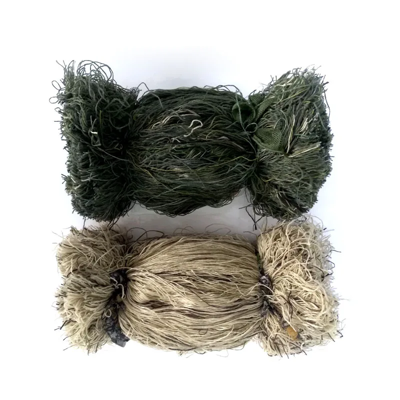 

Multi color camouflage weight 2 pounds grass style ghillie suit thread,burlap yarns DIY mossy blend hunting tactical kit