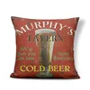 Retro Poster Cushion Cover Watercolor Bar Cold Beer Man Cave Pillow Case Cover Decor Home Throw Pillow Large Linen Blend Funny 3