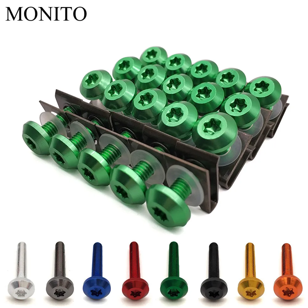 

20pcs M6 Motorcycle Fairing Bolts Nuts Kit Body Fastener Clips Screws For KAWASAKI KLX KX 65 85 100 125 250 250F 450 450F KLX125