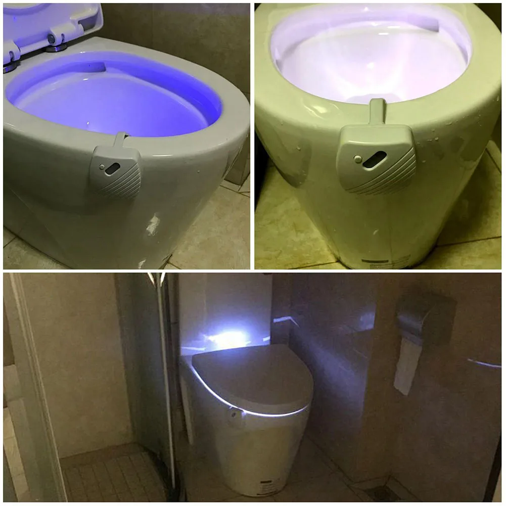 24 цвета подсветка для унитаза Датчик движения Туалетная лампа для сидения Светодиодный ночник Цвет сменой лампы для унитаза Висячая ночная лампа