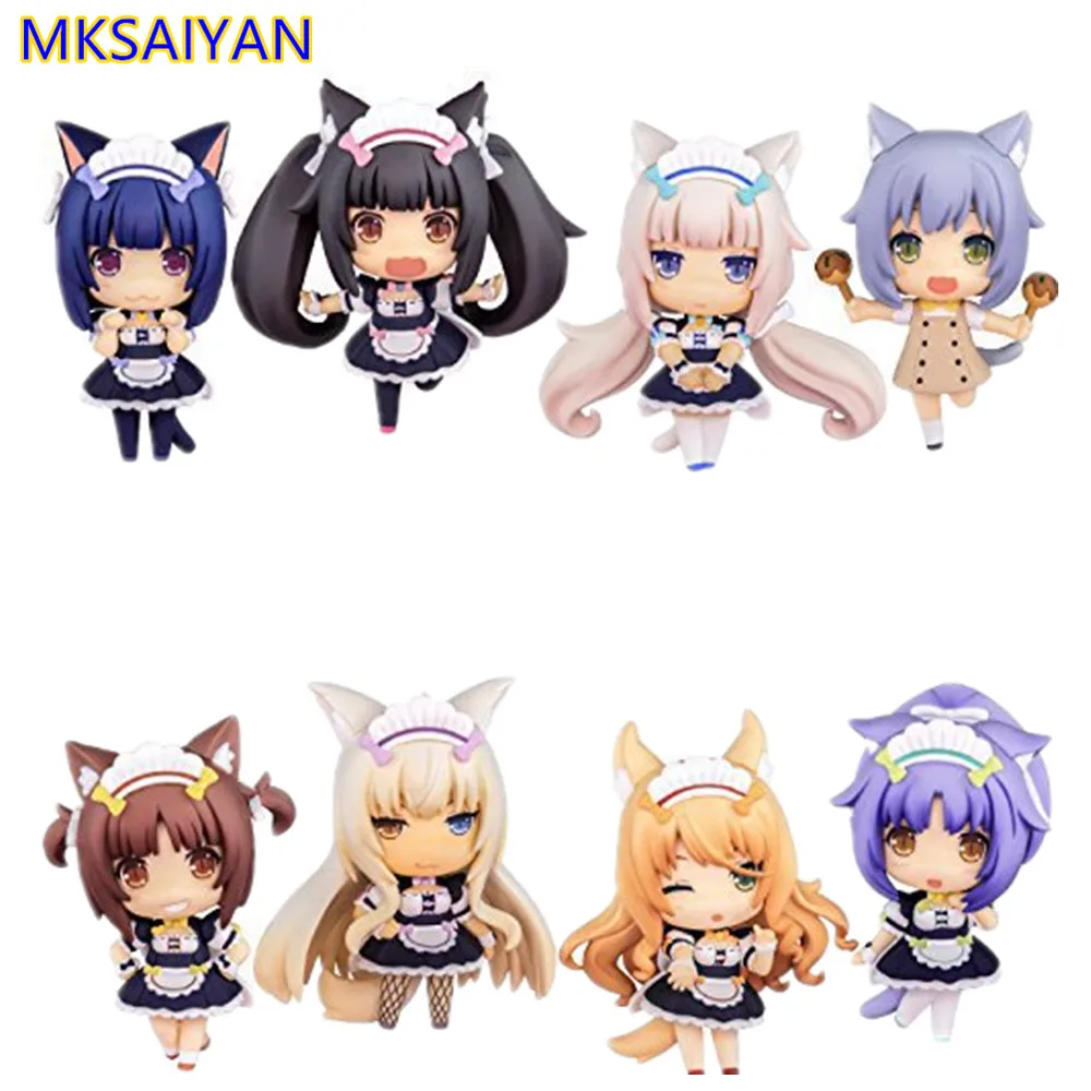 Anime Nekopara Chocolate PVC Action Figures Vanilla Azuki Coconut mini Figurine Toys Brinquedos 8pcs/set