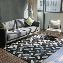 Роскошный Ковер из воловьей кожи, современный натуральный ковер из телячьей шкуры, черный и белый смешанный декоративный коврик для гостиной и спальни