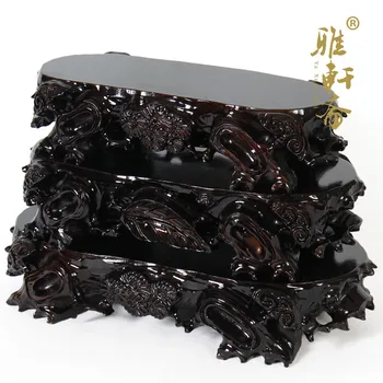 

Jade ornaments and crafts mahogany wood flower vase rectangular base stone base channel