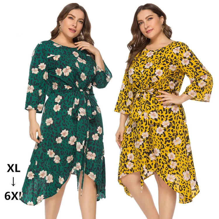 Летнее платье большого размера XL-5XL 6XL 2019 женское повседневное пляжное с рукавом