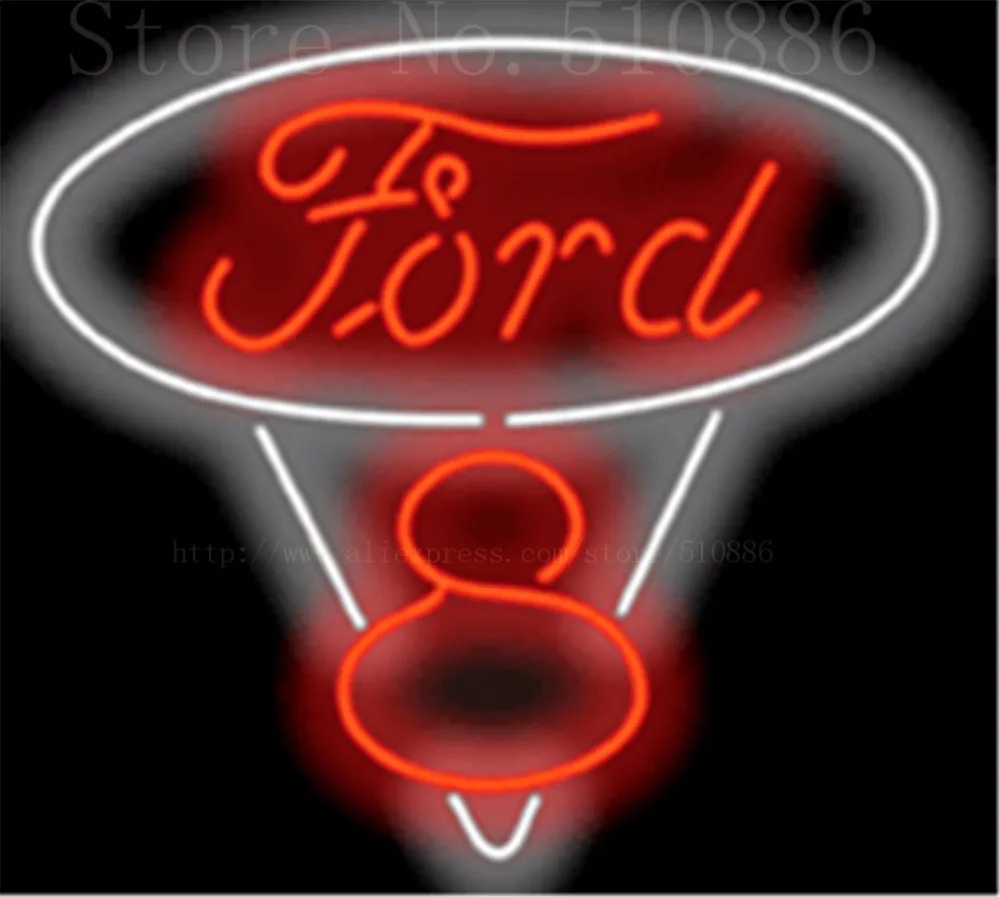 Ford V8 Glass Tube Car neon sign Businese Handcrafted Automotive Shop