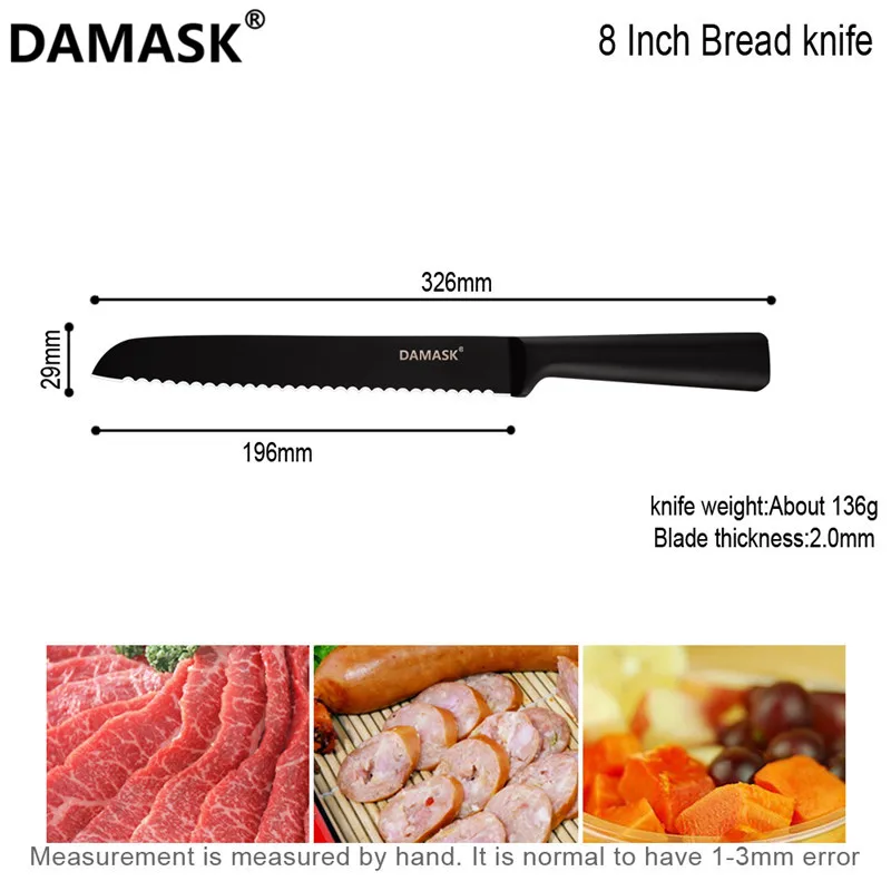 Дамасский профессиональный набор кухонных ножей из нержавеющей стали, японские кухонные ножи, ультра острые черные антипригарные инструменты для повара