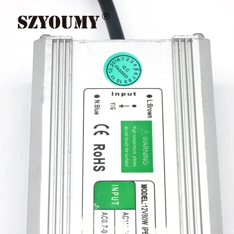 SZYOUMY DC 12 В 80 Вт 6 66 A Водонепроницаемый IP67 электронный светодиодный драйвер для
