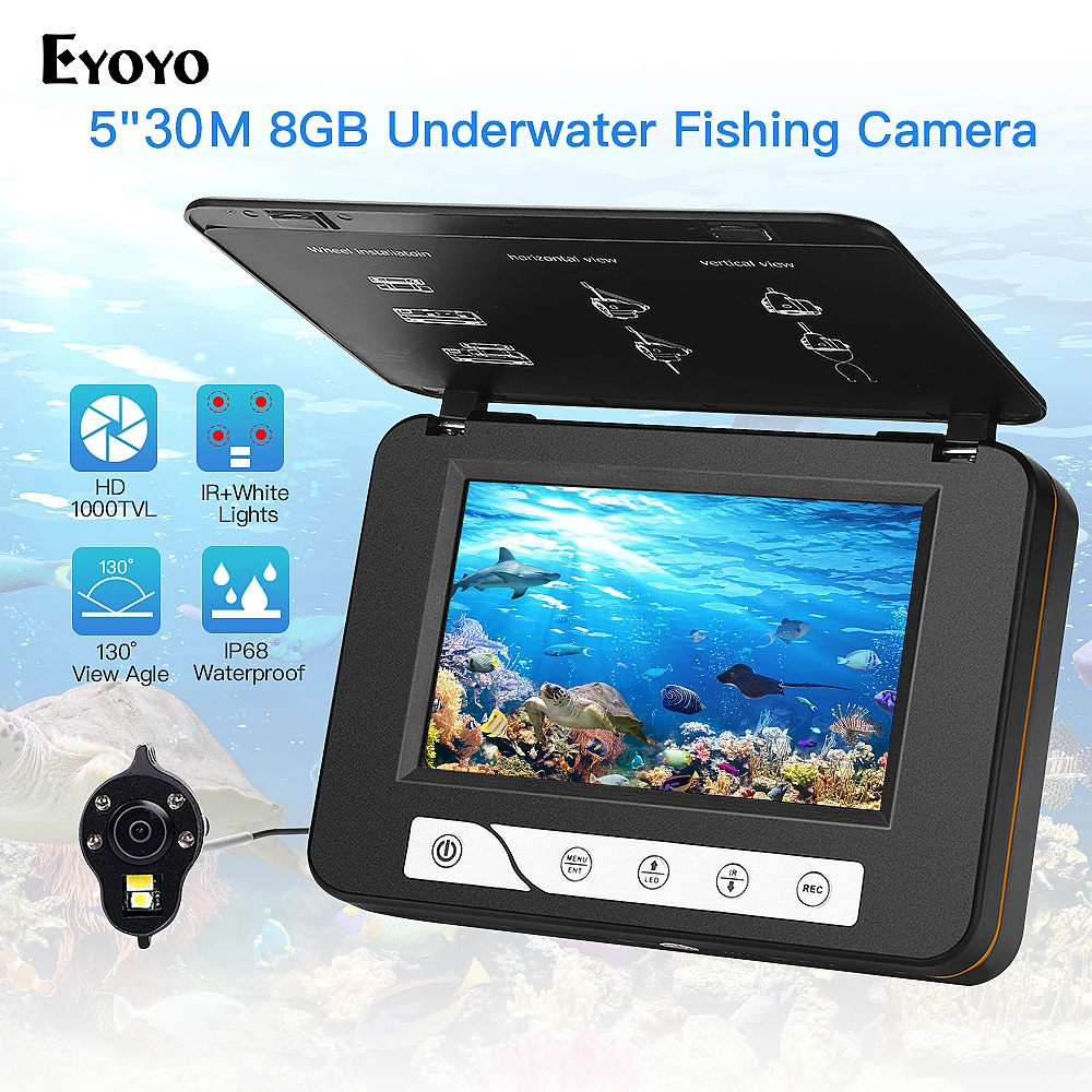 

5.0 Inch 30m 1000TVL Underwater Fish Finder Fishing Camera Fishfinder IP68 Waterproof camera peche deeper fishfinder olta kam